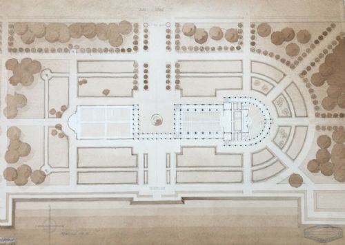 fig 1. Original Circa 1930 Vintage Drawing Study School of Architecture College of Art Leeds Theatre Garden Plan