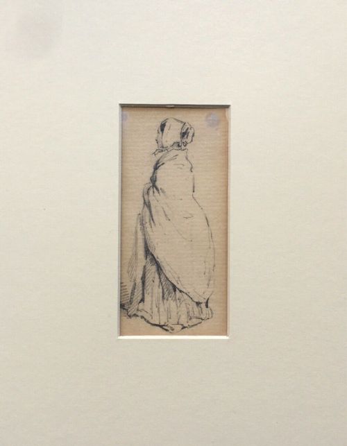 Ernest Henry Griset Original C19th Antique Pencil Drawing Sketch Victorian Lady