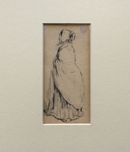fig 1. Ernest Henry Griset Original C19th Antique Pencil Drawing Sketch Victorian Lady