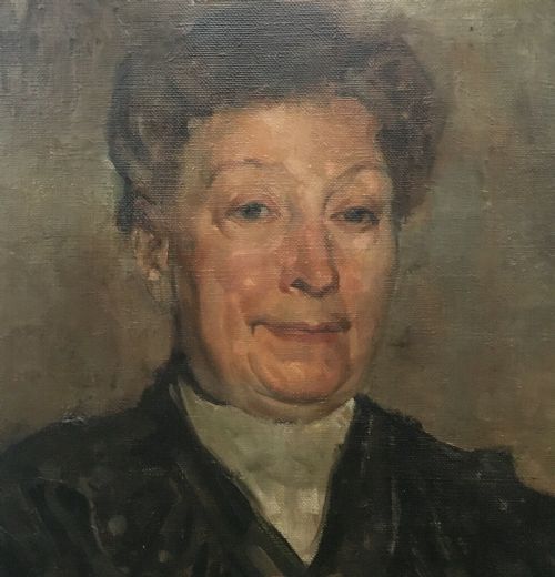fig 2. Signed Antique French School Original c19th Antique Oil Painting on Canvas Portrait of a Lady Matriarch Figure