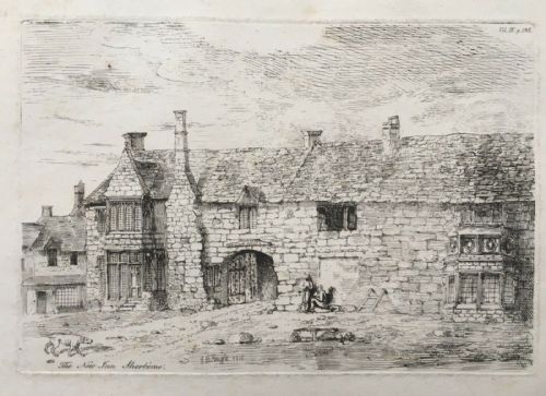 J B Knight 1815 Rare Antique Early C19th Original Engraving the New Inn Sherborne Dorset