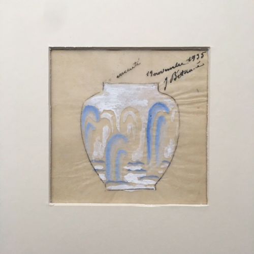 J (Jean) Betourne (French) Signed Original 1935 Watercolour Painting Vase Design
