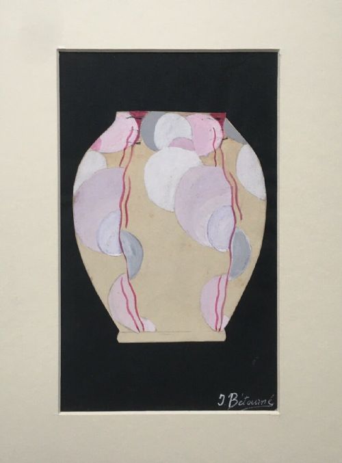 J (Jean) Betourne, French Signed Original Watercolour Painting 1930'S Jug Design Study
