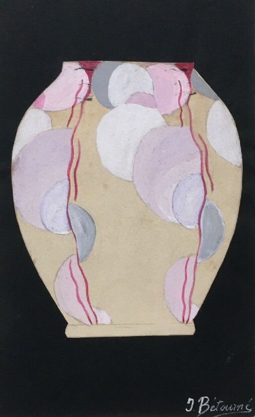 fig 1. J (Jean) Betourne, French Signed Original Watercolour Painting 1930's Jug Design Study