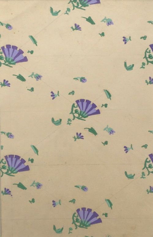 fig 1. 1930's Study of Wallpaper Art Deco Design, Original Vintage Watercolour Painting
