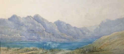 Aix Le Bains Lake Bourget France Original Antique Watercolour Painting 2