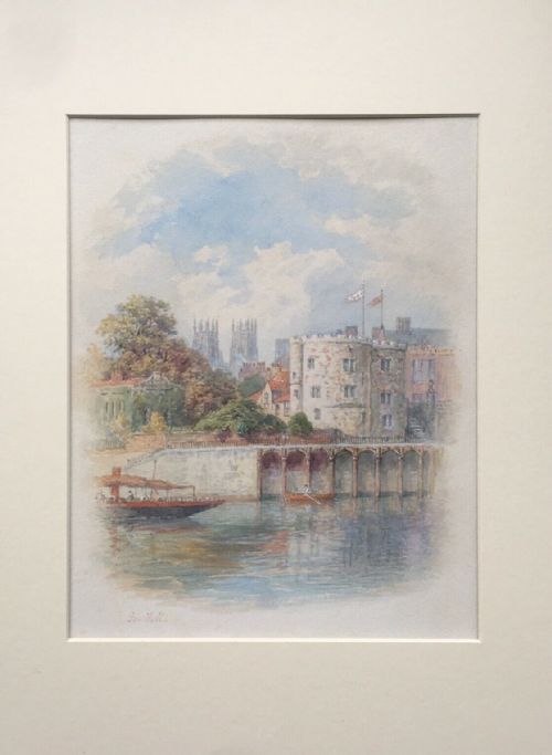 fig 1. GEORGE FALL Signed Original 19th Century Antique Watercolour Painting Landscape York Lendal Bridge & Minster