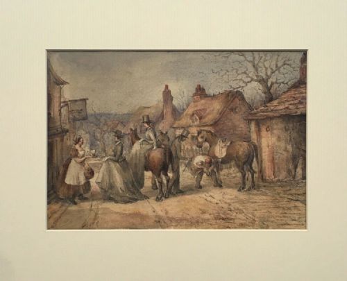 fig 1. Brookside Harriers Brighton, Original Mid 19th Century English Antique Watercolour Painting, Boxing Day Hunt 1851