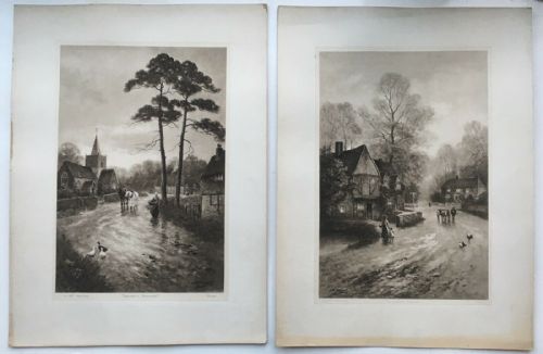 After J W Gozzard 2 19th Century Antique Prints Published by F R London Autumn & Eventide