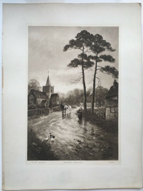 fig 1. After J W Gozzard 2 19th Century Antique Prints Published by F R London Autumn & Eventide