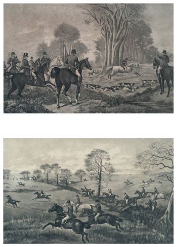 Fox Hunting Scenes 2 19th Century Antique Engraving Prints on Card Published Landeker & Brown of London