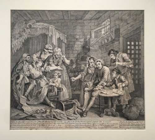 fig 1. After William Hogarth, A Rake’s Progress 1735 Plate 7 Original Early 18th Century Antique Engraving