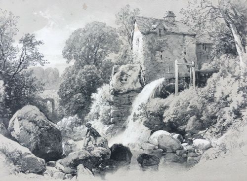 Pandy Mill, North Wales, After J D Harding Rare Original 19th Century Lithograph on Card