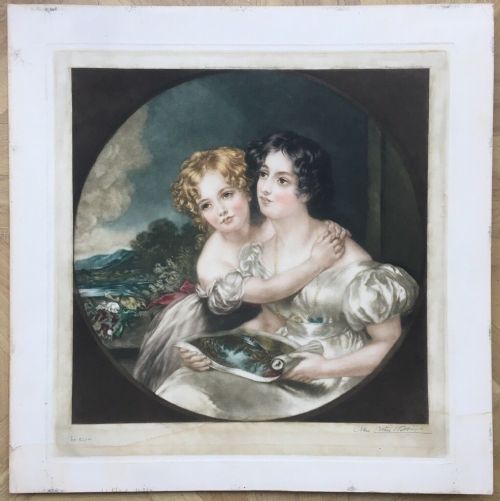 fig 1. John Cother Webb (1855-1927) 1913 Pencil Signed Mezzotint, The Calmardy sisters