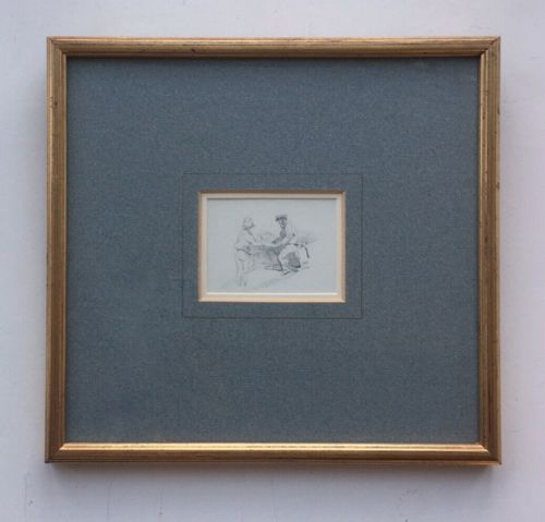 fig 1. Thomas Sidney Cooper RA 2 x Original 19th Century English Antique Pencil Sketches of Figure Country Scenes