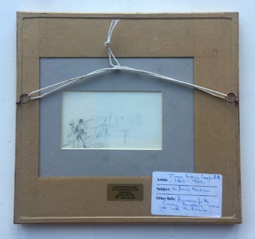 fig 2. Thomas Sidney Cooper RA 2 x Original 19th Century English Antique Pencil Sketches of Figure Country Scenes