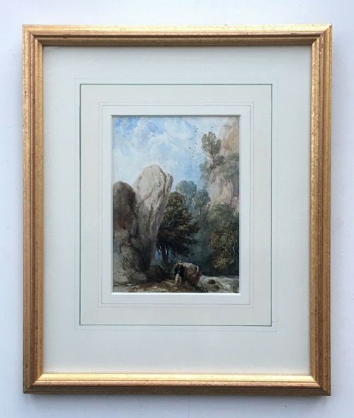 fig 1. Joseph William Allen RBA Original 19th Century Dated 1836 English Watercolour Painting Fishing Landscape