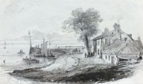 John Wilson Ewbank Original 19th Century English Antique Pencil & Watercolour Painting Yorkshire East Coast Seascape