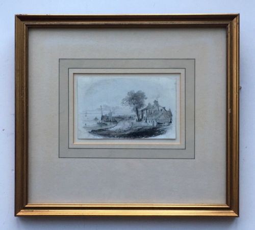 fig 1. John Wilson Ewbank Original 19th Century English Antique Pencil & Watercolour Painting Yorkshire East Coast Seascape
