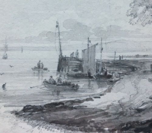 fig 2. John Wilson Ewbank Original 19th Century English Antique Pencil & Watercolour Painting Yorkshire East Coast Seascape