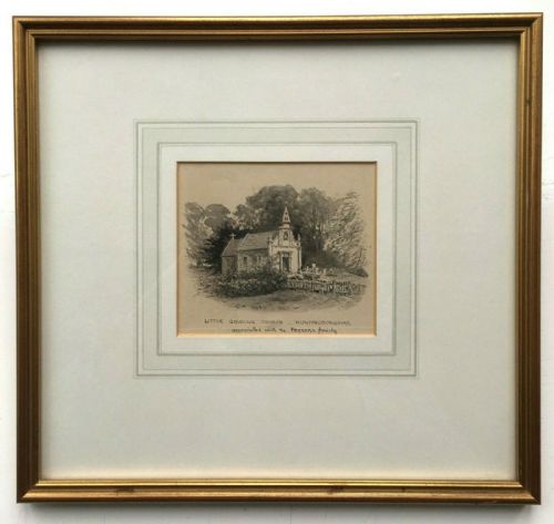 fig 1. Little Gidding Church Huntindonshire England by Edward Hull Original Antique C19th Watercolour Painting