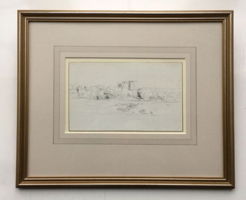 fig 1. Rev. James Bulwer (1794 -1879) Original 19th Century English Antique Drawing of Saltwood Castle Kent