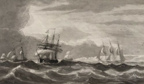 J Washington 1835 Off the Lizard Cornwall 19th Century Antique Original Watercolour Painting