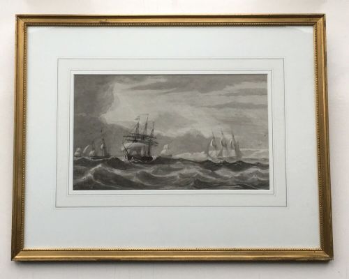 fig 1. J Washington 1835 Off The Lizard Cornwall 19th Century Antique Original Watercolour Painting