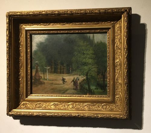 fig 1. Gate of God's Gift Church, Dulwich, London, Original 19th Century English Antique 1884 Oil Painting