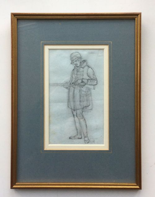 Thomas Uwins Ra Rws Original 19th Century English Antique Drawing Sketch Standing Sports Person Hunting Gun