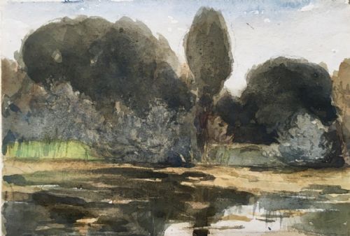 John Coke Smyth Antique Original English Watercolour Painting River & Trees Landscape