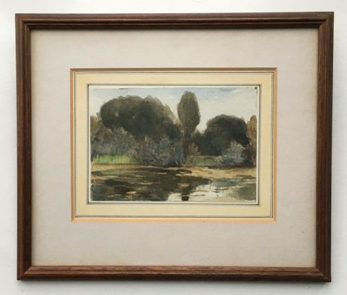 fig 1. John Coke Smyth Antique Original English Watercolour Painting River & Trees Landscape