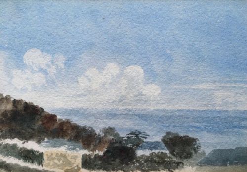 Manner of John Ruskin Bonchurch Isle of Wight 1867 Original Antique Watercolour Landscape Painting