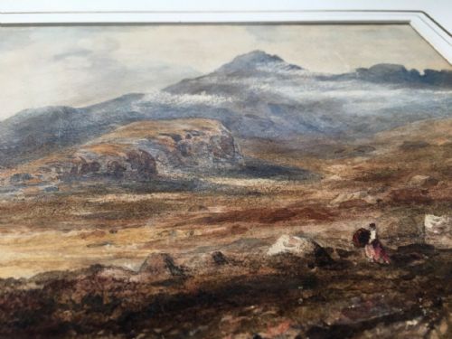 fig 1. Original 19th Century Antique Watercolour Painting Snowdonia Welsh Landscape