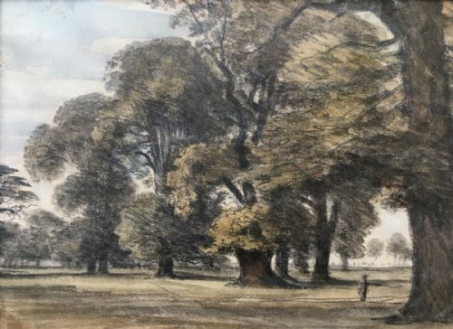 Old Herne's Oak Windsor London 1832 Original Antique English 19th Century Watercolour Landscape Painting