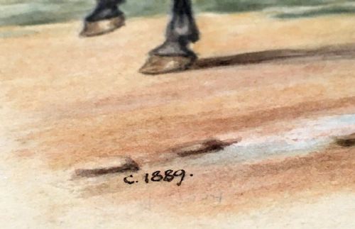 fig 1. Dated 1889 Antique Original c19th Watercolour Painting Portrait of British Cavalry Hussars