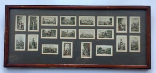 fig 1. Set of 20 Antique 19th Century Miniature Coloured Cards/ Engraving Prints Queen Victoria & Prince Albert