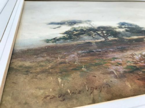 fig 1. Frederick Dove Ogilvie Signed 1909 Original English Antique Watercolour Painting The Watch Tower & Water Tower Harlow Hill Harrogate, Yorkshire landscape