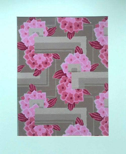 fig 1. J (Jean) Betourne (French) Set of 3 Original 1930's Art Deco Interior Design Wallpaper Design Paintings