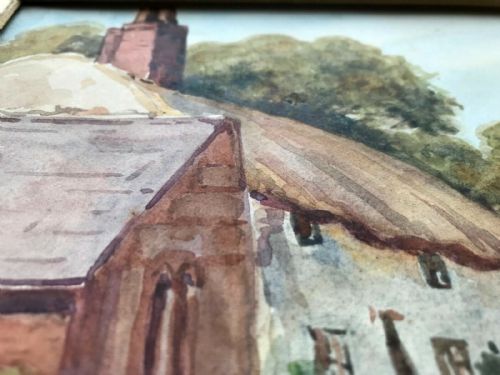 SIGNED 1921 ORIGINAL FRAMED WATERCOLOUR PAINTING ENGLISH COUNTRY COTTAGE LANDSCAPE - ADDITIONAL PHOTO 6