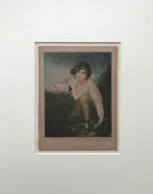 fig 2. EM Hester after Sir Henry Raeburn Pencil Signed Original Antique Mezzotint 'A Boy with a Rabbit'