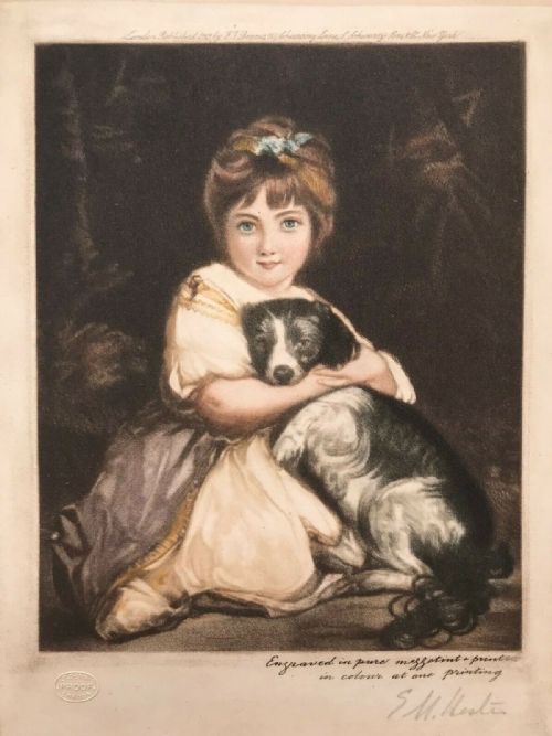 Em Hester After Joshua Reynolds Pencil Signed Original Antique Limited Edition Mezzotint 'Miss Bowles'