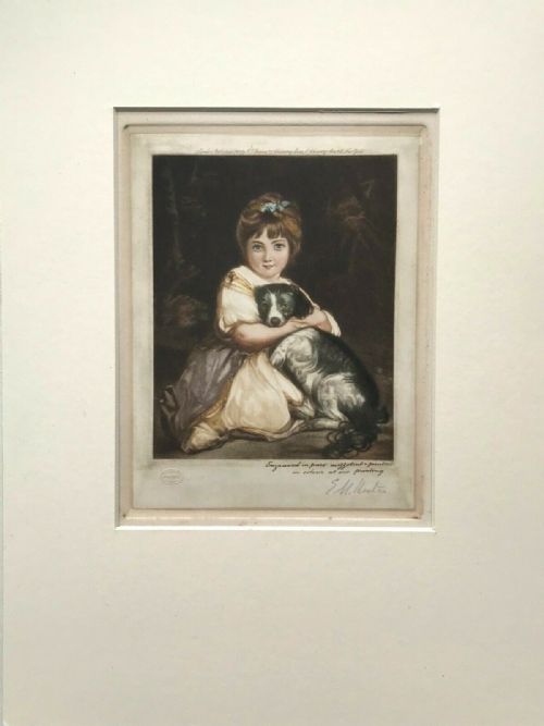 fig 1. EM Hester after Joshua Reynolds Pencil Signed original Antique Limited Edition Mezzotint 'Miss Bowles'