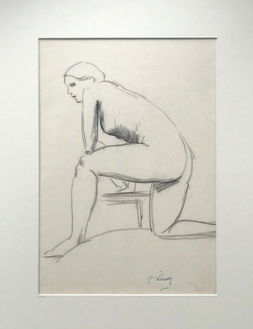 Signed P (Philip) Naviasky Original 20th Century Pencil Drawing Life Study Sketch Nude Woman