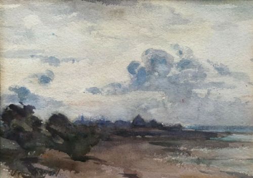 John Kidd Maxton Original Antique Watercolour Painting Scottish Coastal Landscape