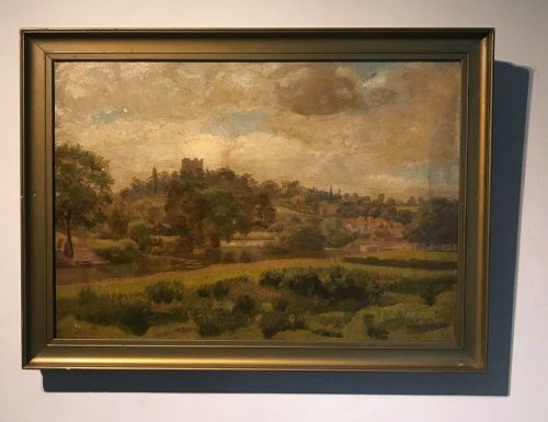 Original 19th Century English Antique Oil Painting on Canvas Richmond Yorkshire Landscape