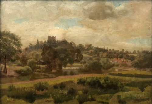 fig 1. Original 19th Century English Antique Oil Painting on Canvas Richmond Yorkshire Landscape