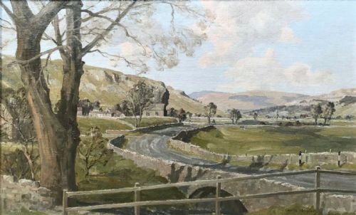 Claude Horsfall Signed Original English Vintage Oil Painting on Board Kilnsey Crag Landscape Wharfedale North Yorkshire