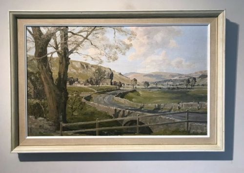 fig 1. Claude Horsfall Signed Original English Vintage Oil Painting on Board Kilnsey Crag Landscape Wharfedale North Yorkshire