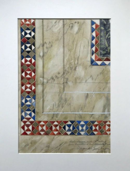Architecture Study Cosmatesque St Clement Rome Italy Original Antique Watercolour Painting